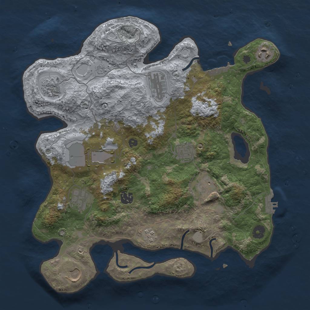 Rust Map: Procedural Map, Size: 3500, Seed: 69129322, 16 Monuments