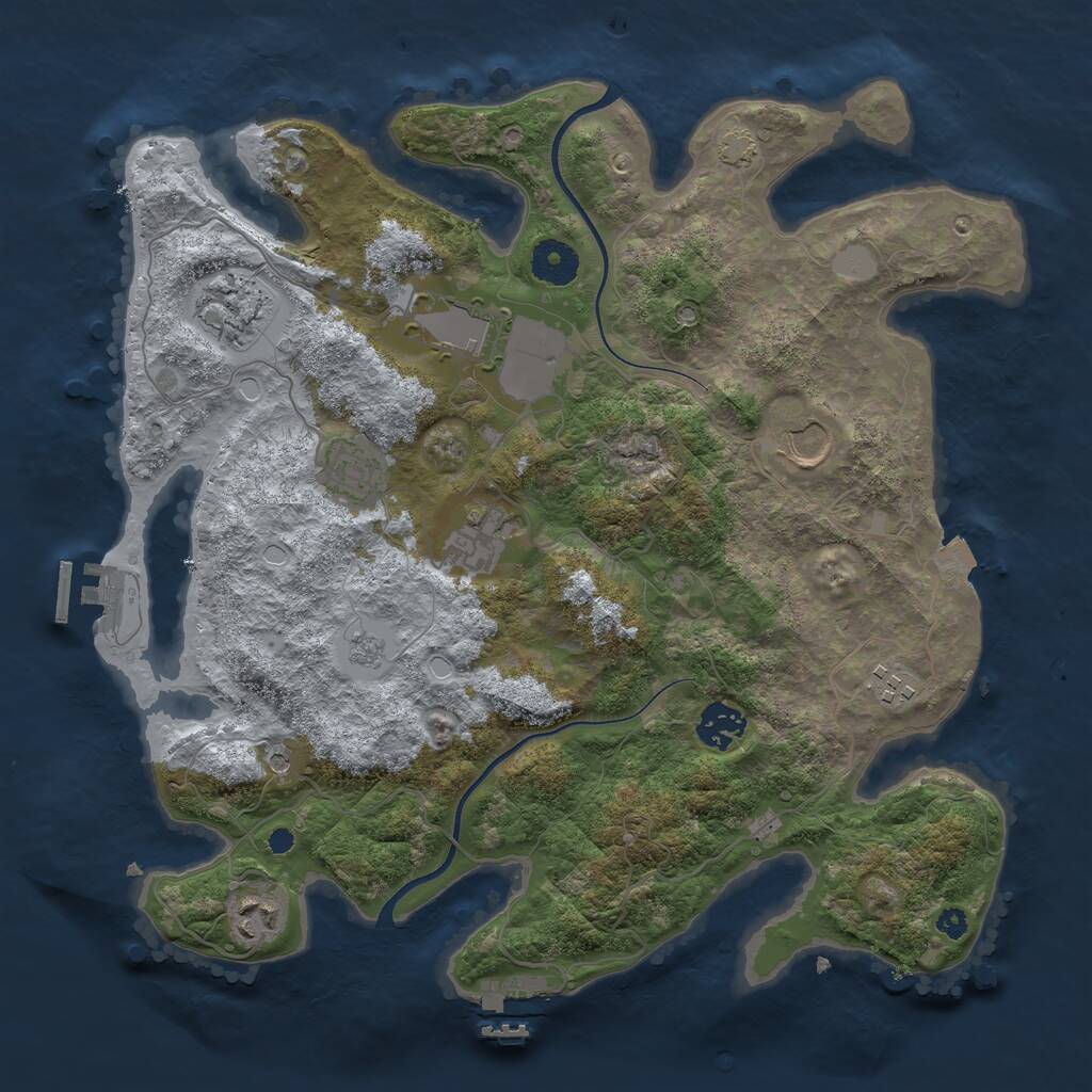 Rust Map: Procedural Map, Size: 3550, Seed: 590272, 14 Monuments
