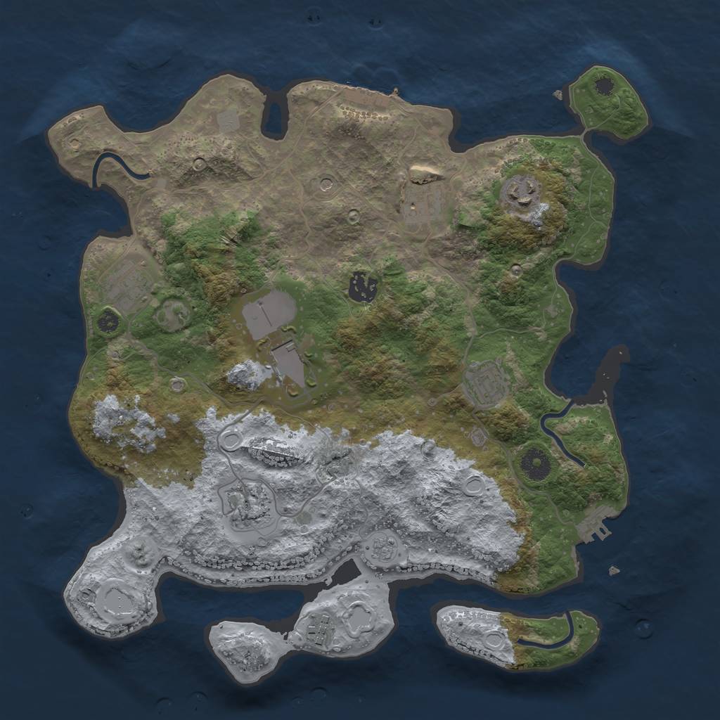 Rust Map: Procedural Map, Size: 3560, Seed: 55224, 17 Monuments