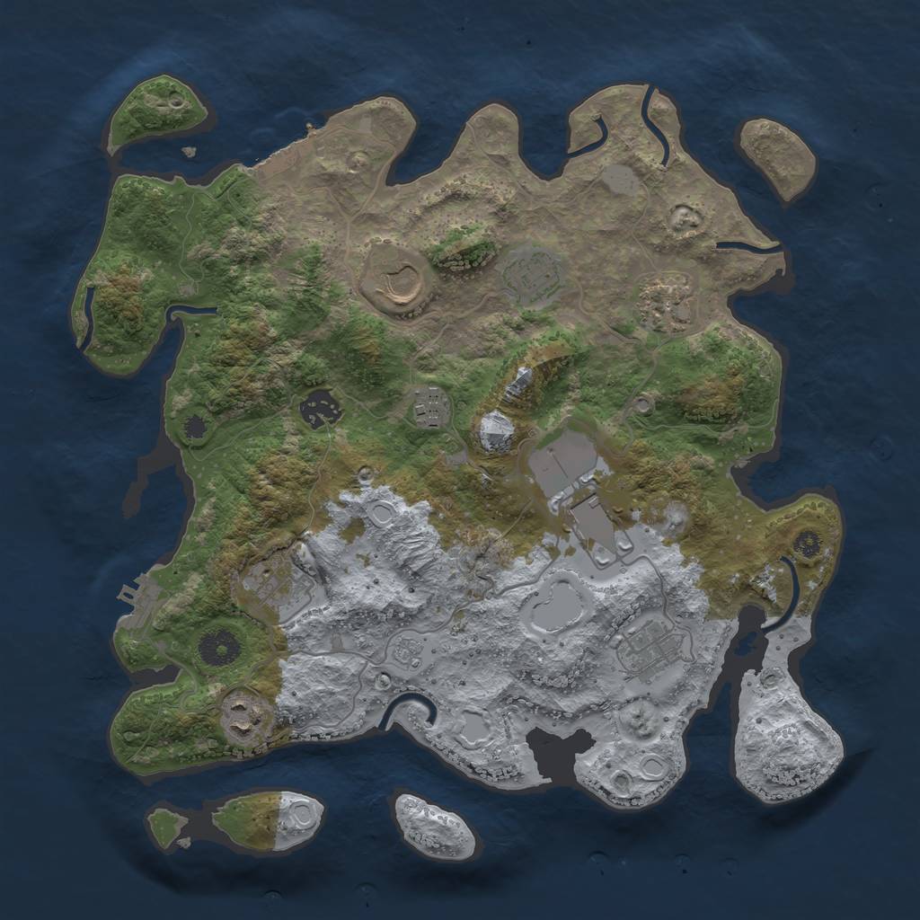Rust Map: Procedural Map, Size: 3550, Seed: 690837, 17 Monuments