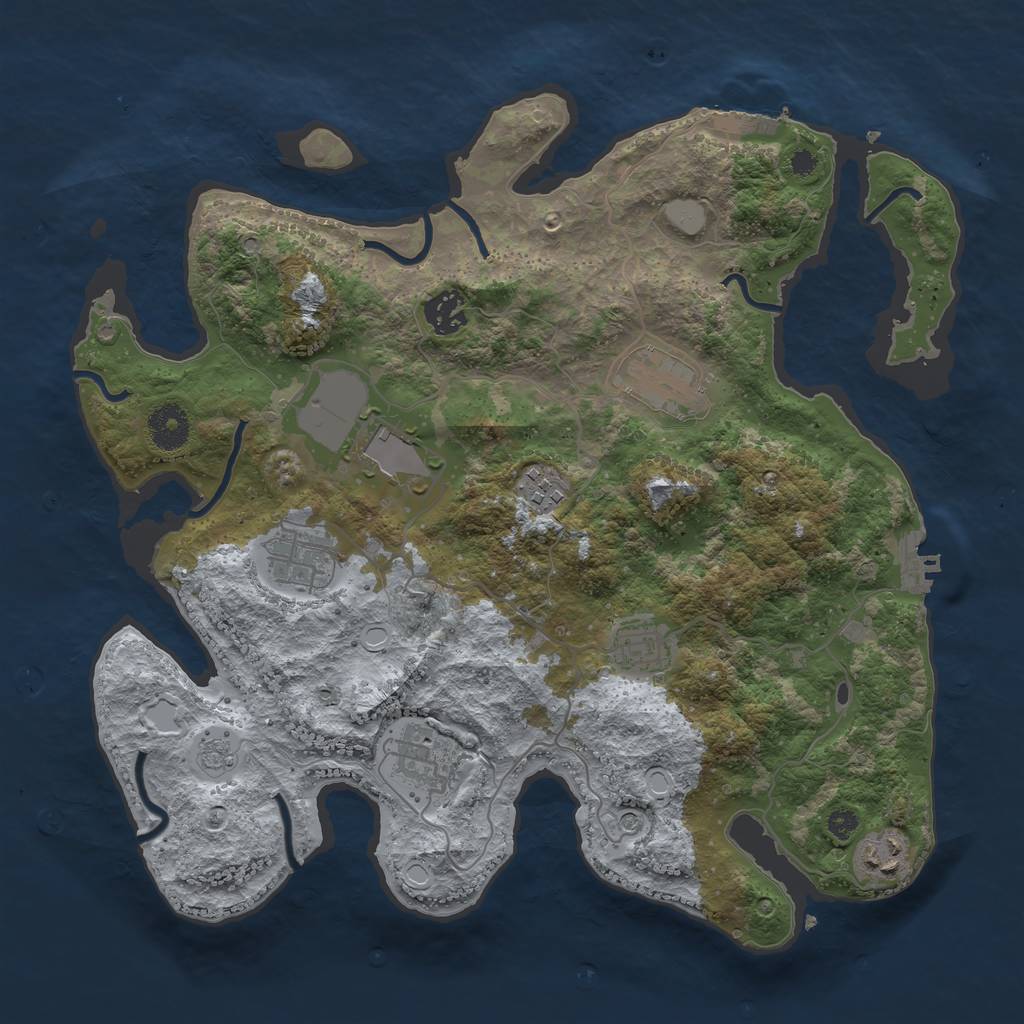 Rust Map: Procedural Map, Size: 3550, Seed: 425672, 17 Monuments
