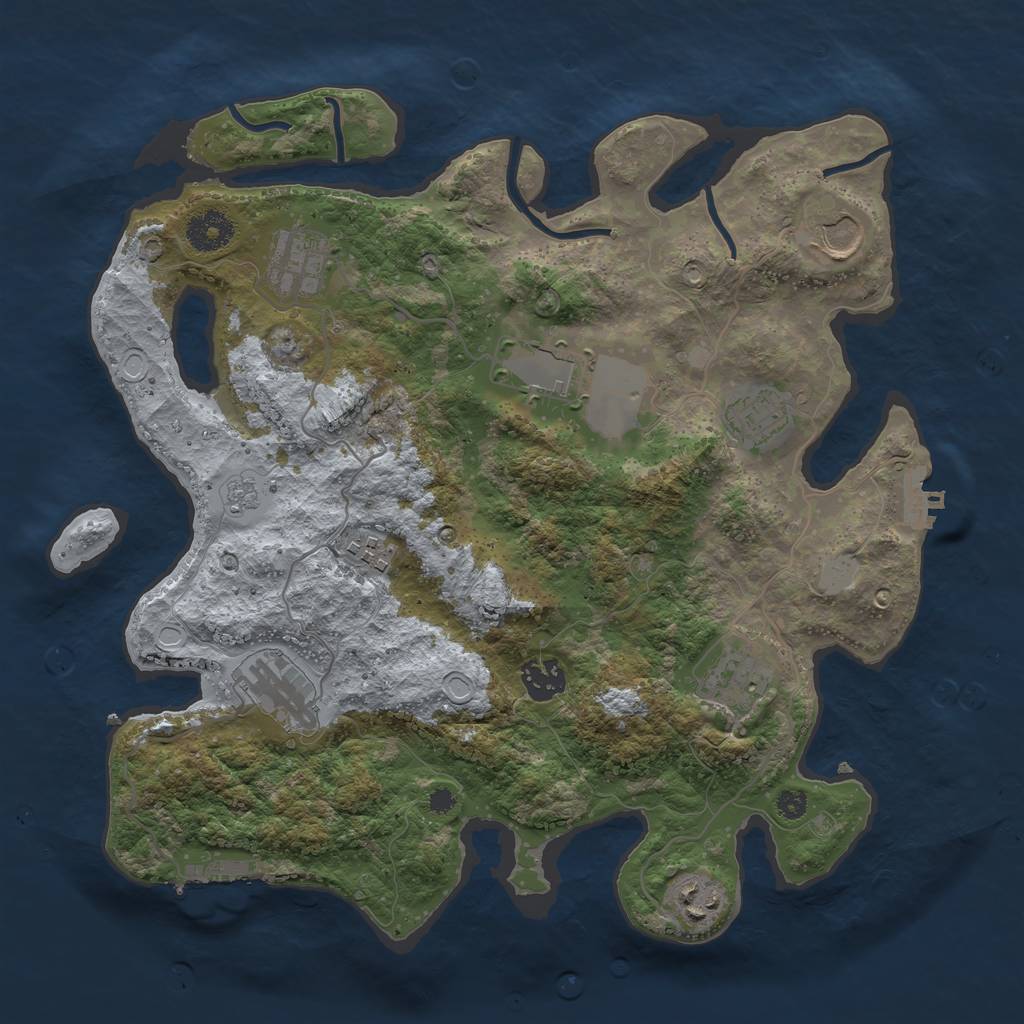 Rust Map: Procedural Map, Size: 3500, Seed: 2343245, 15 Monuments
