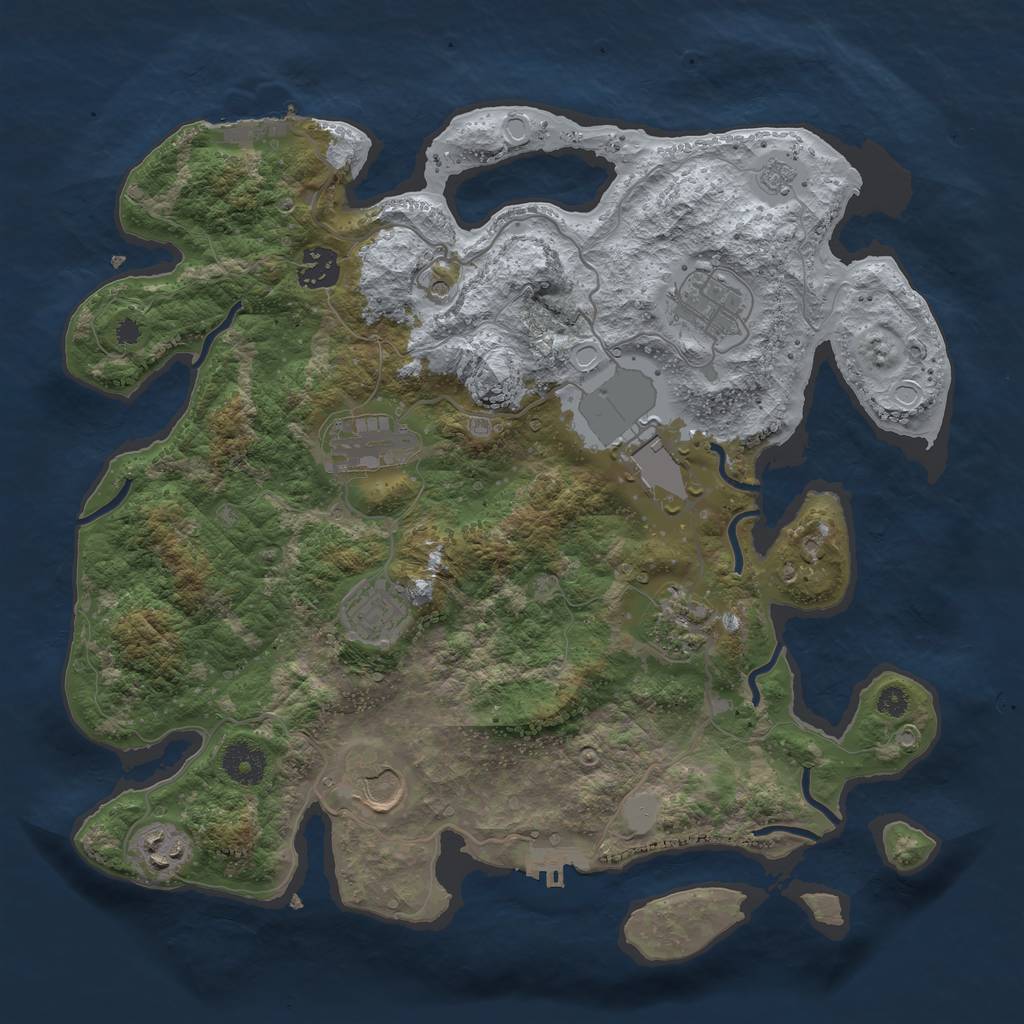Rust Map: Procedural Map, Size: 3550, Seed: 574876, 17 Monuments