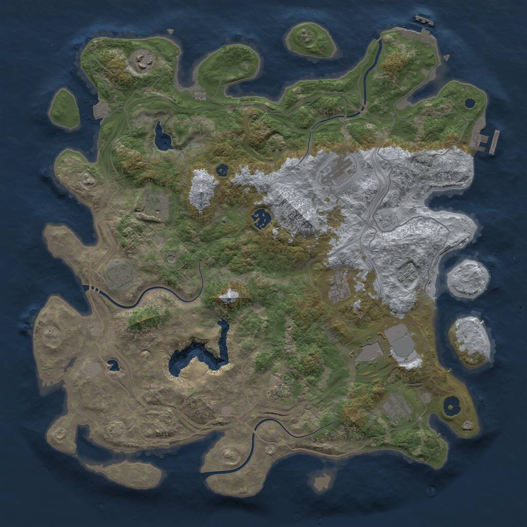 Rust Map: Procedural Map, Size: 4250, Seed: 1330764132, 16 Monuments