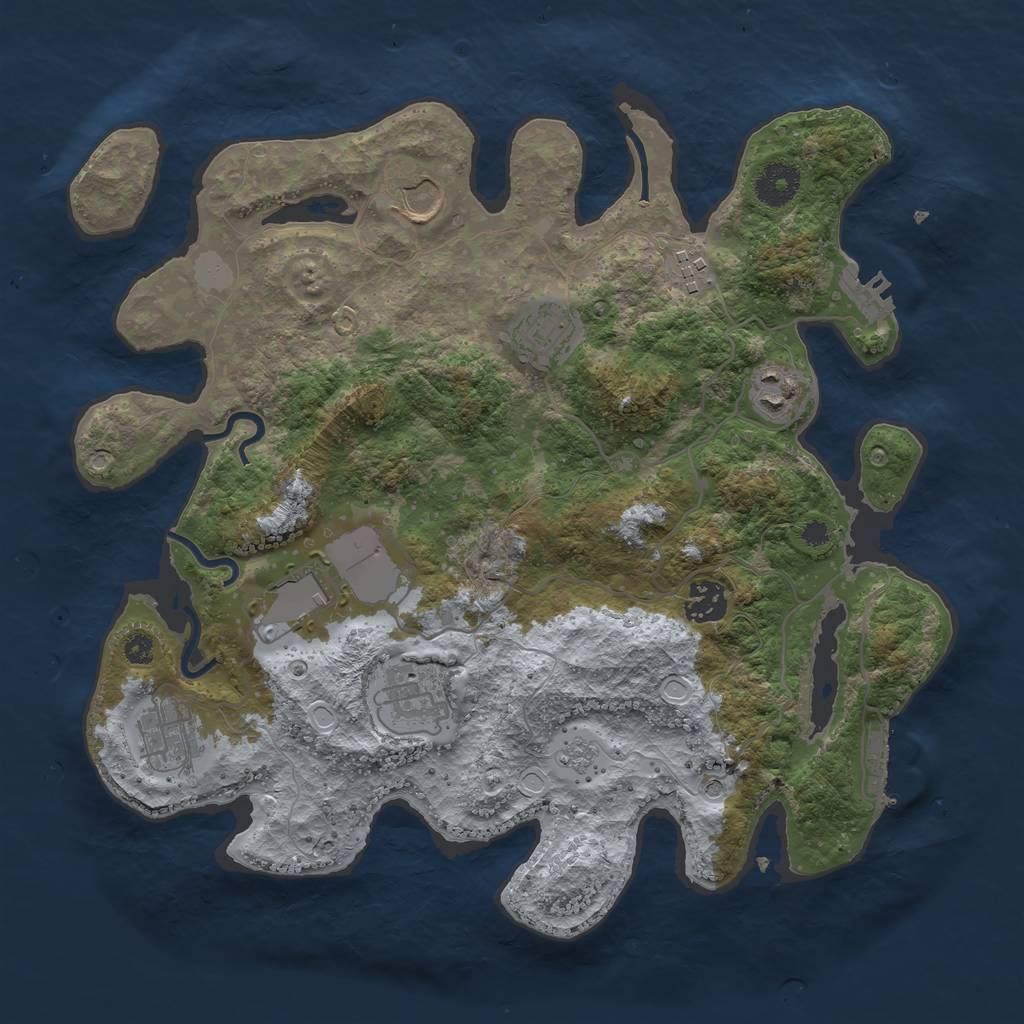 Rust Map: Procedural Map, Size: 3500, Seed: 29025405, 17 Monuments