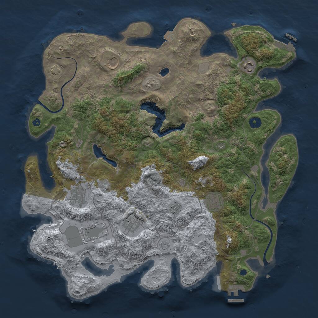 Rust Map: Procedural Map, Size: 4000, Seed: 98051, 13 Monuments