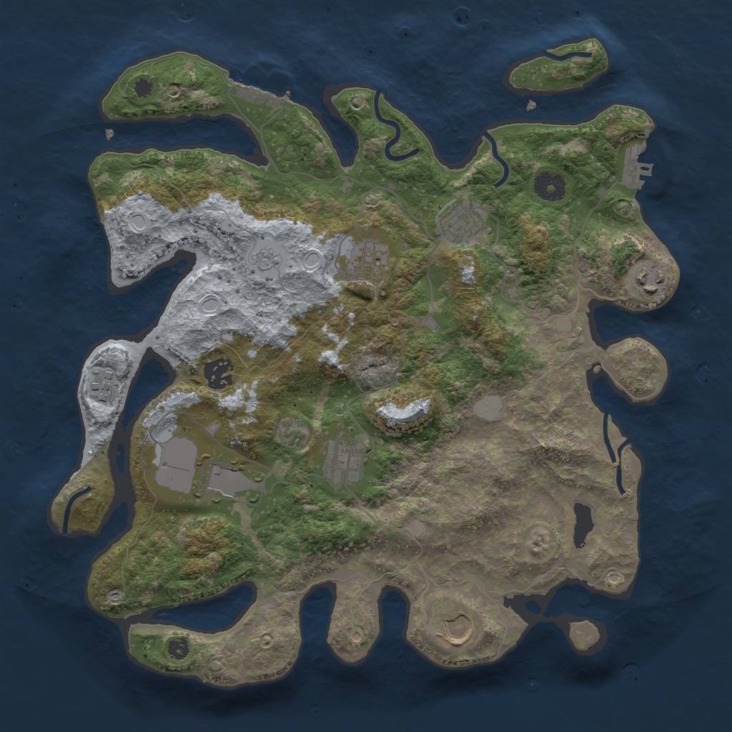 Rust Map: Procedural Map, Size: 3570, Seed: 272213, 14 Monuments