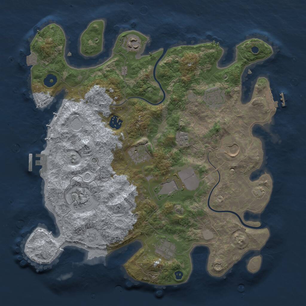 Rust Map: Procedural Map, Size: 3550, Seed: 351679, 15 Monuments