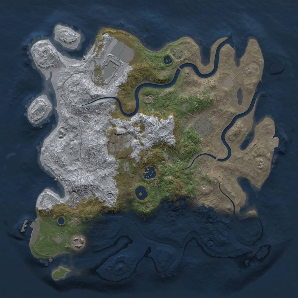 Rust Map: Procedural Map, Size: 3500, Seed: 70853632, 11 Monuments