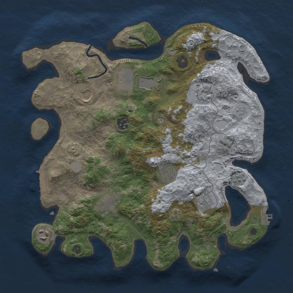 Rust Map: Procedural Map, Size: 3550, Seed: 664254, 18 Monuments