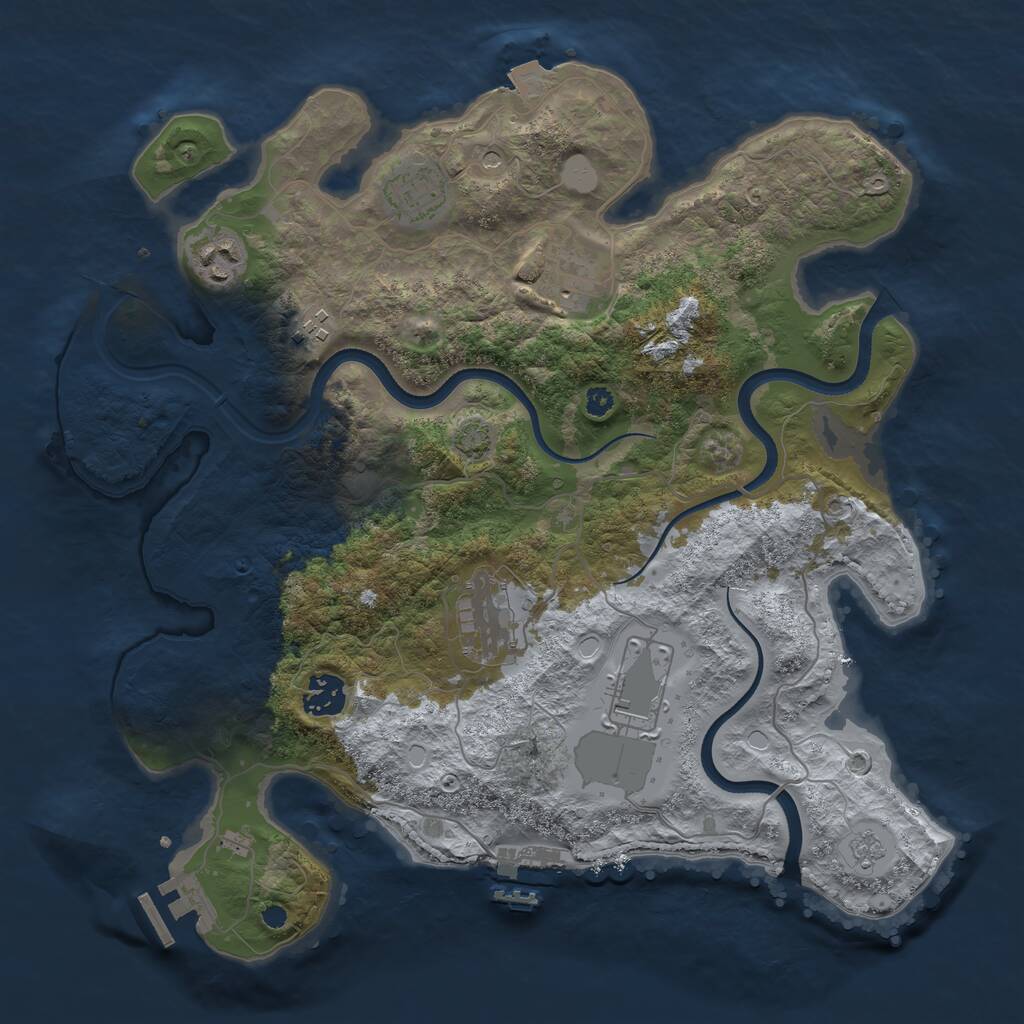 Rust Map: Procedural Map, Size: 3550, Seed: 956396, 13 Monuments