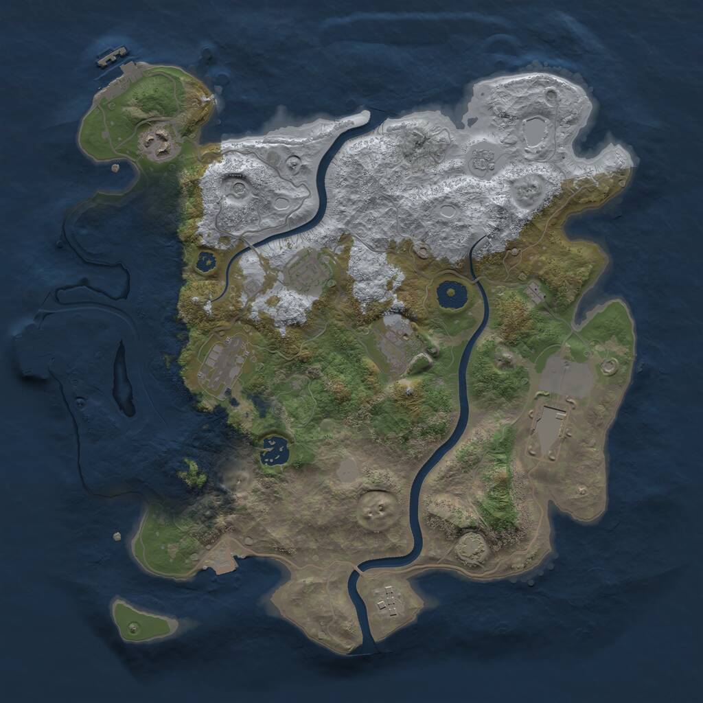 Rust Map: Procedural Map, Size: 3550, Seed: 664153, 13 Monuments
