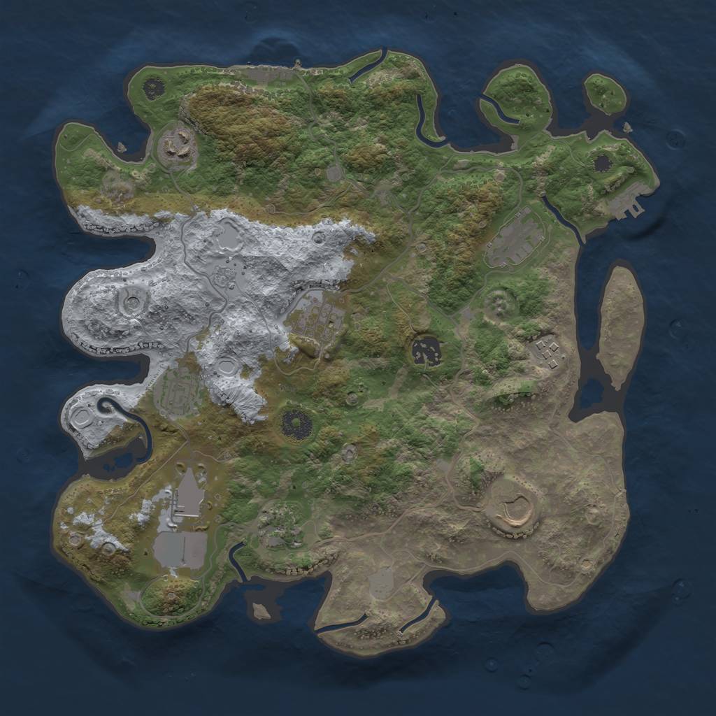 Rust Map: Procedural Map, Size: 3500, Seed: 40510369, 18 Monuments