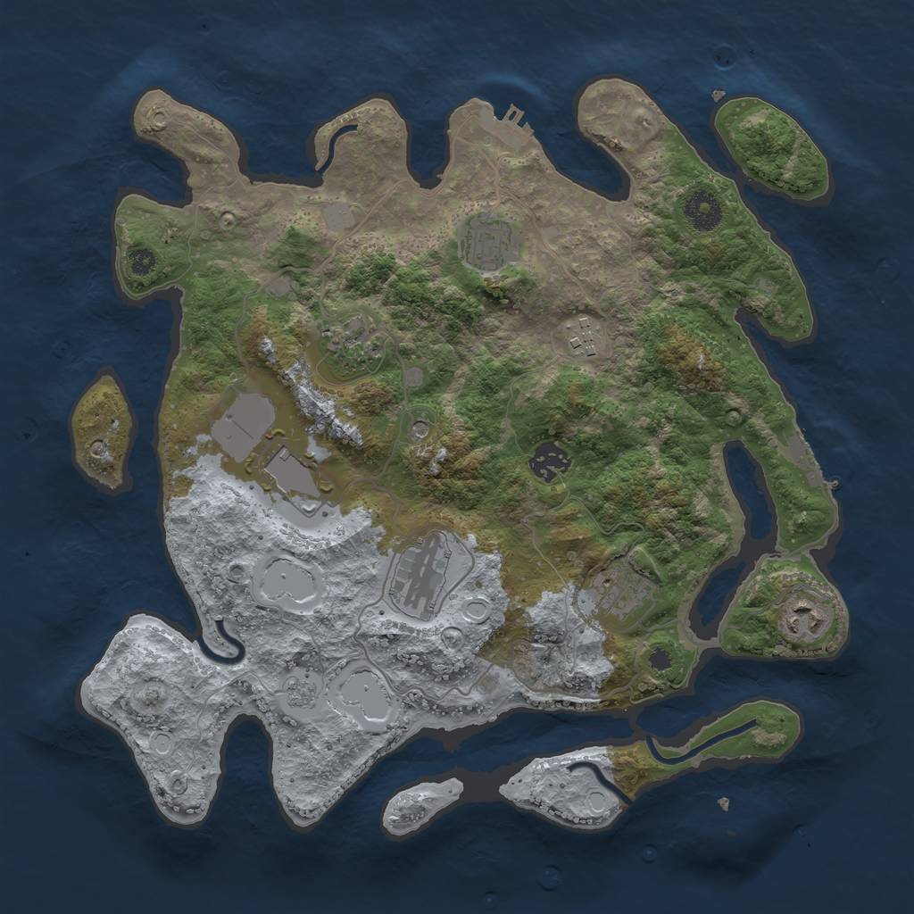 Rust Map: Procedural Map, Size: 3550, Seed: 556506, 17 Monuments