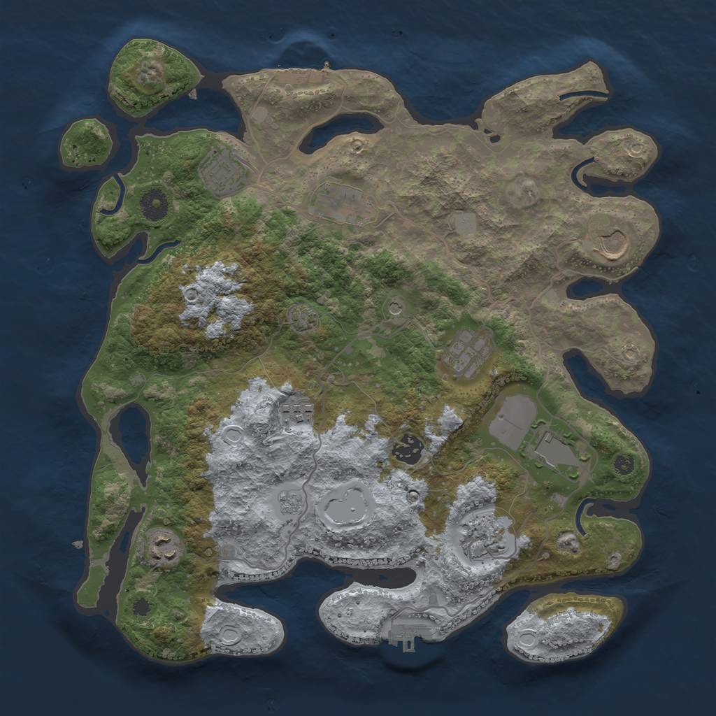 Rust Map: Procedural Map, Size: 3600, Seed: 204553059, 17 Monuments