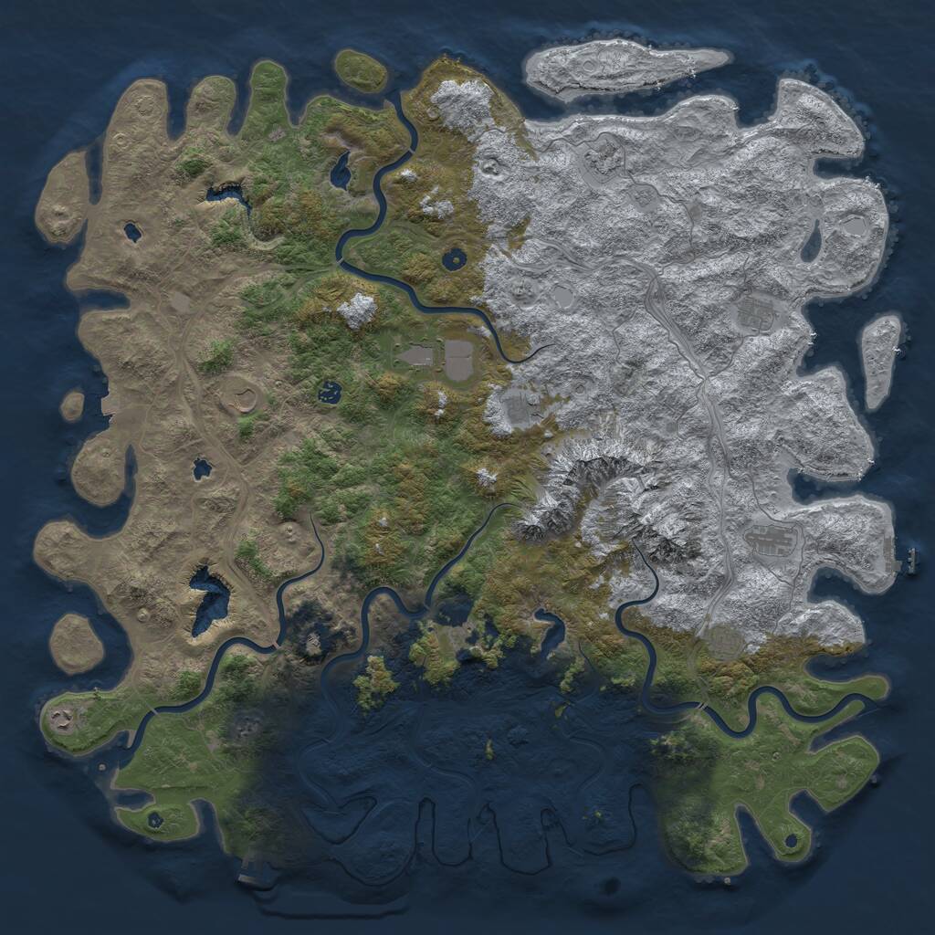 Rust Map: Procedural Map, Size: 6000, Seed: 41834183, 17 Monuments