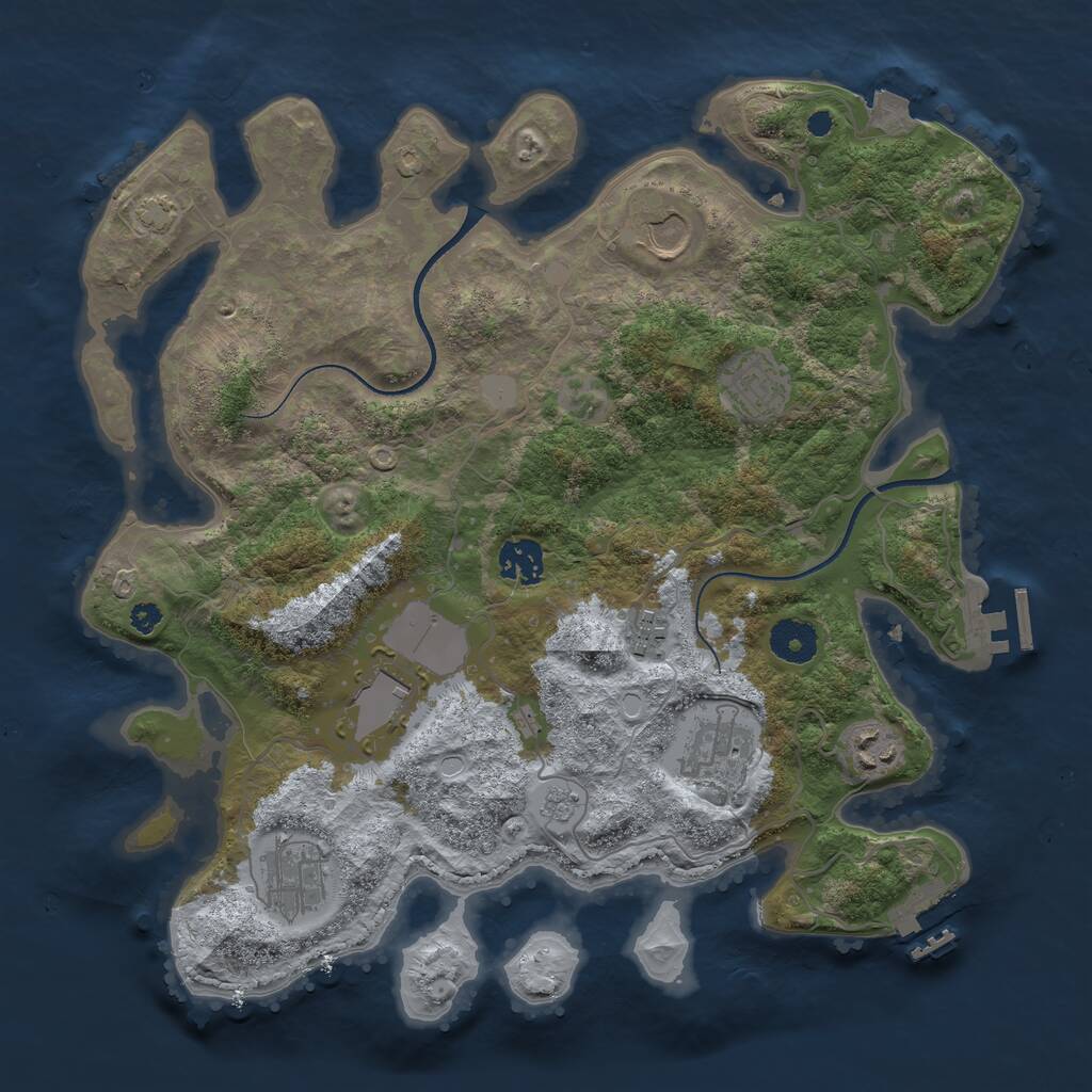 Rust Map: Procedural Map, Size: 3550, Seed: 837411, 13 Monuments
