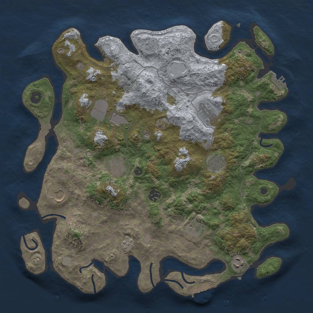 Rust Map: Procedural Map, Size: 4000, Seed: 175071, 16 Monuments