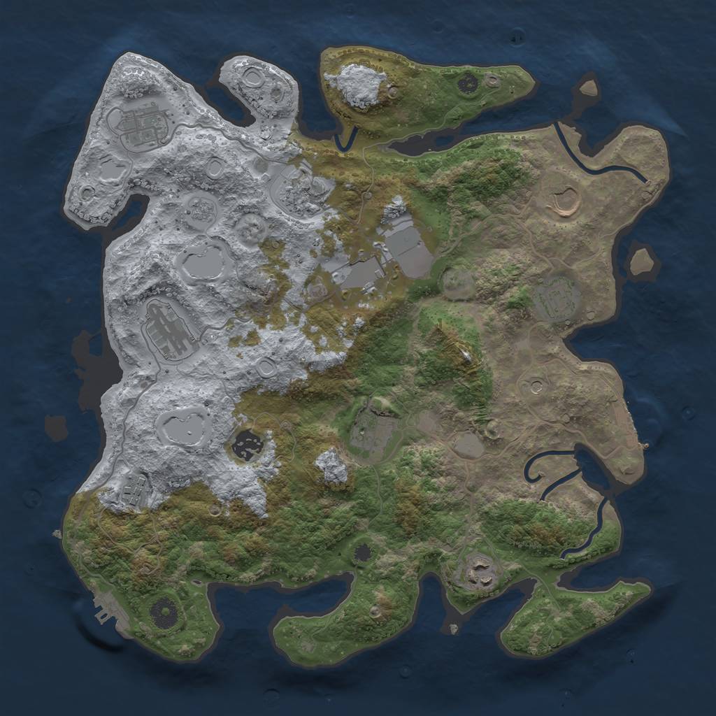 Rust Map: Procedural Map, Size: 3700, Seed: 271093, 17 Monuments