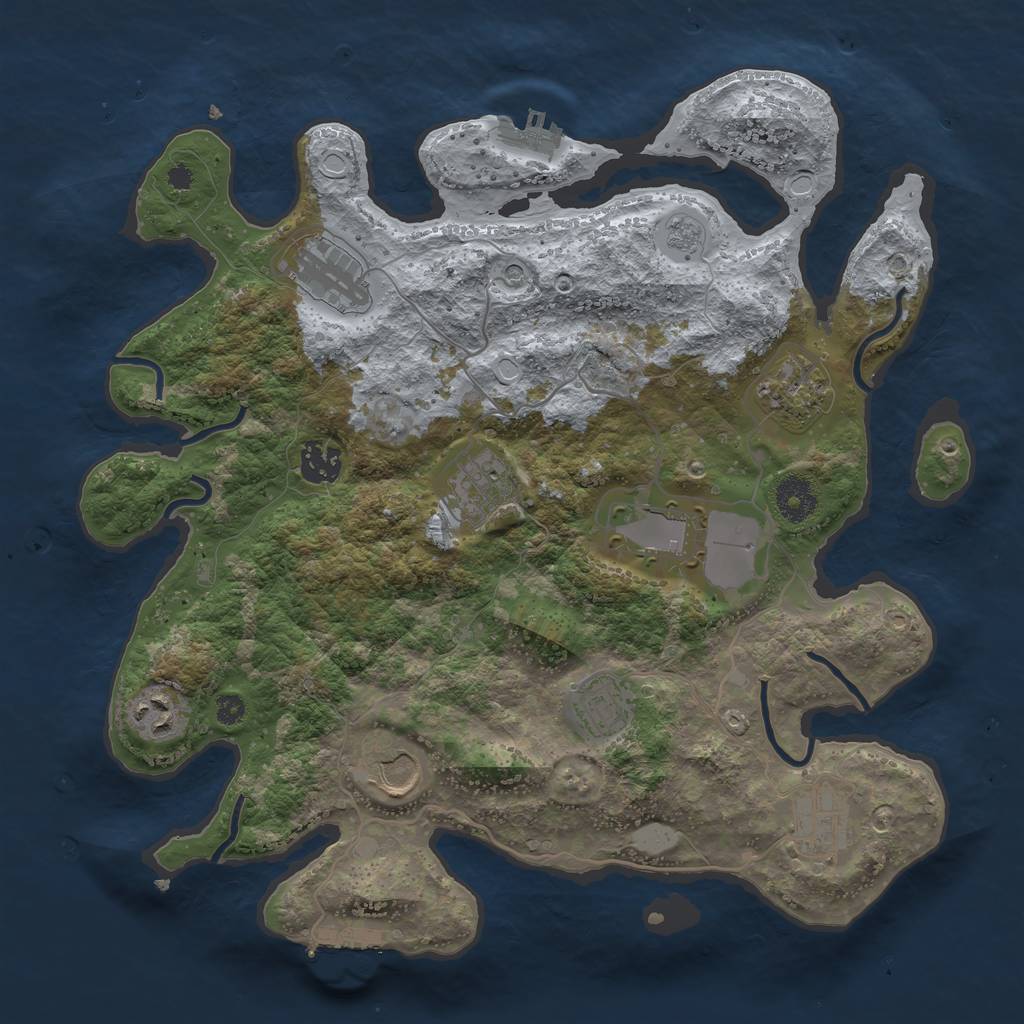 Rust Map: Procedural Map, Size: 3550, Seed: 908649, 18 Monuments
