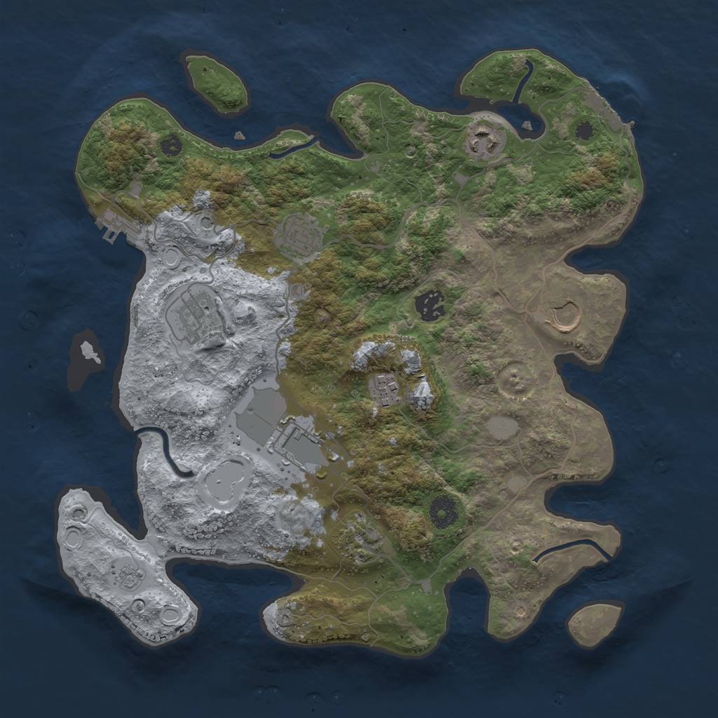 Rust Map: Procedural Map, Size: 3500, Seed: 1711969072, 15 Monuments
