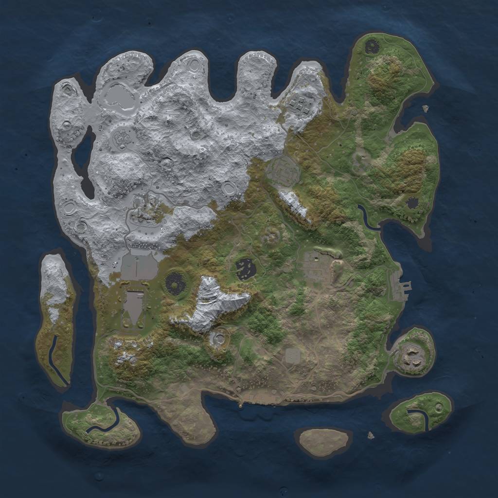 Rust Map: Procedural Map, Size: 3500, Seed: 83558730, 16 Monuments