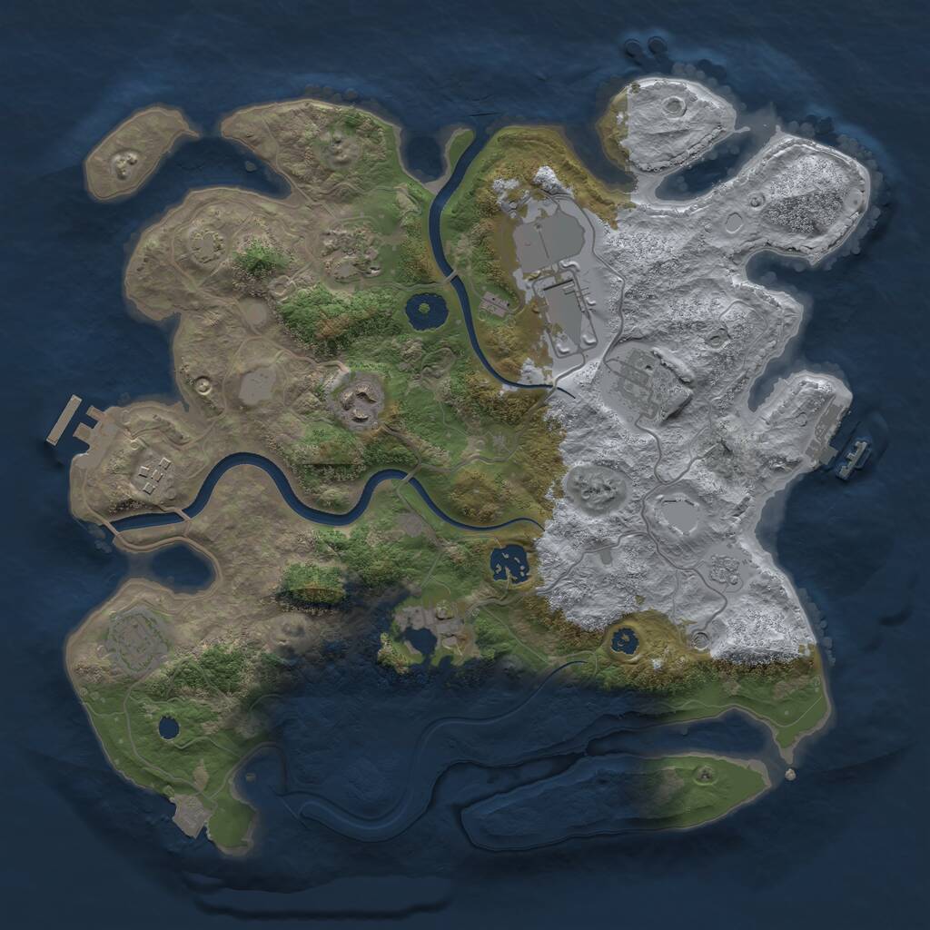 Rust Map: Procedural Map, Size: 3500, Seed: 96614228, 14 Monuments