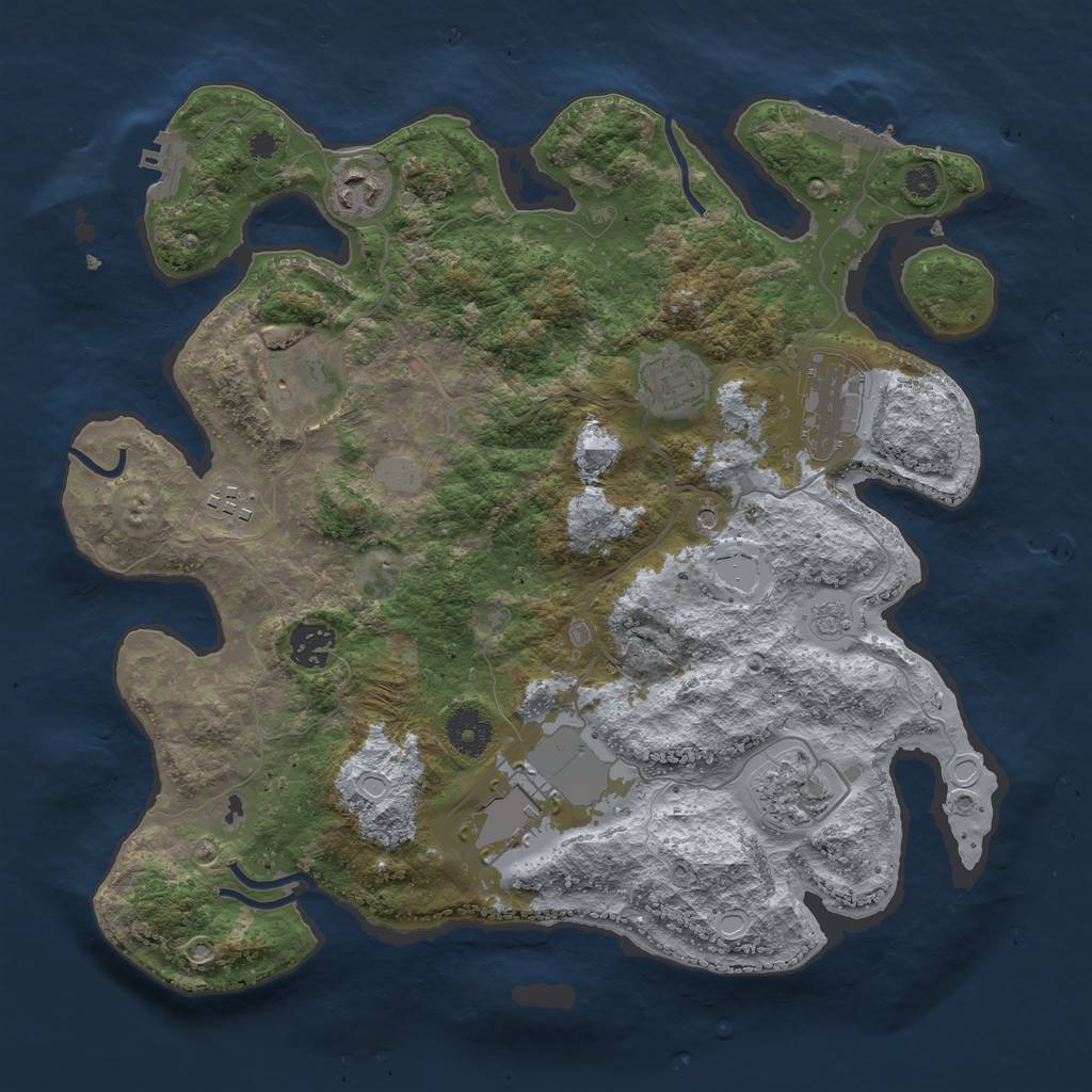 Rust Map: Procedural Map, Size: 3550, Seed: 55805, 17 Monuments