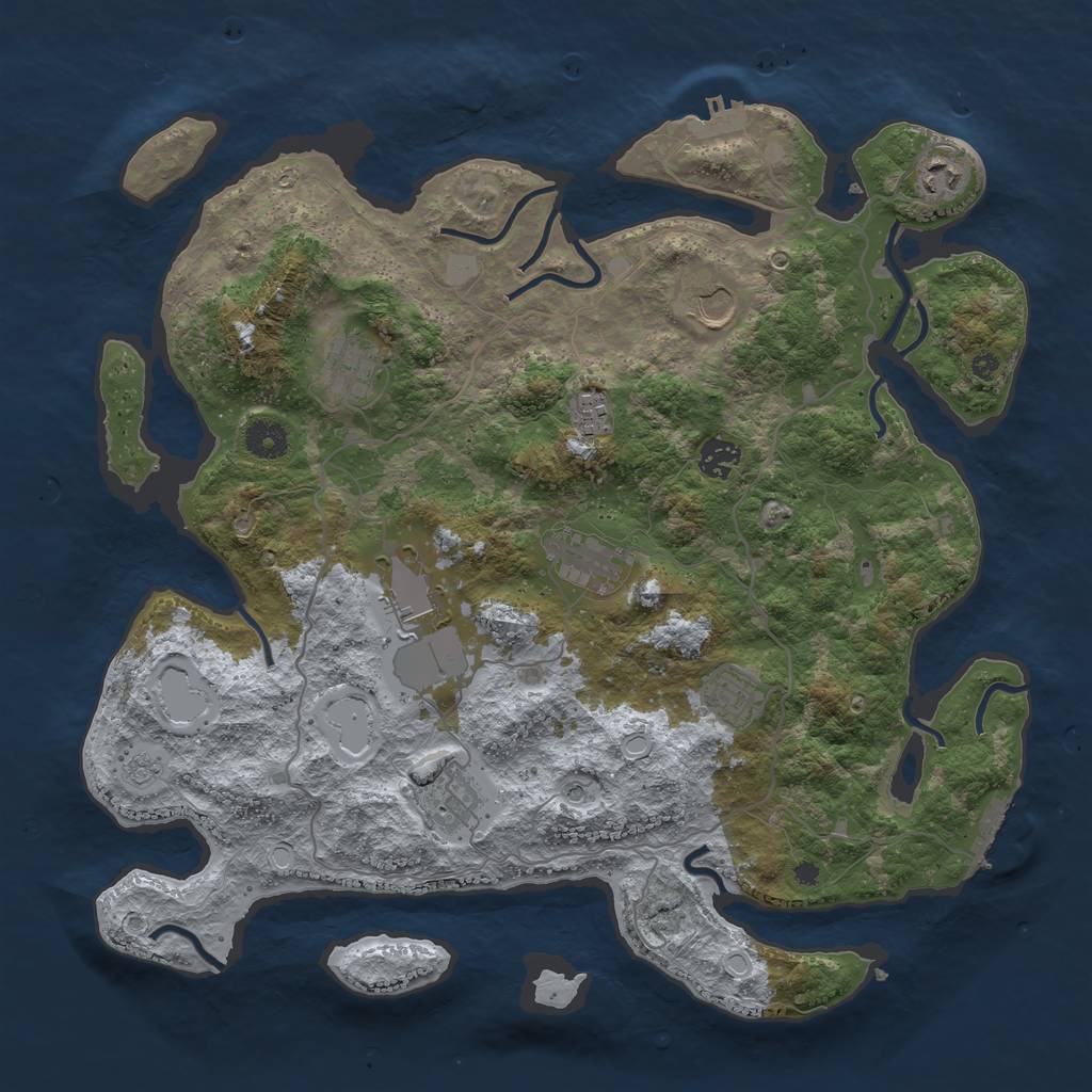Rust Map: Procedural Map, Size: 4000, Seed: 137205, 18 Monuments