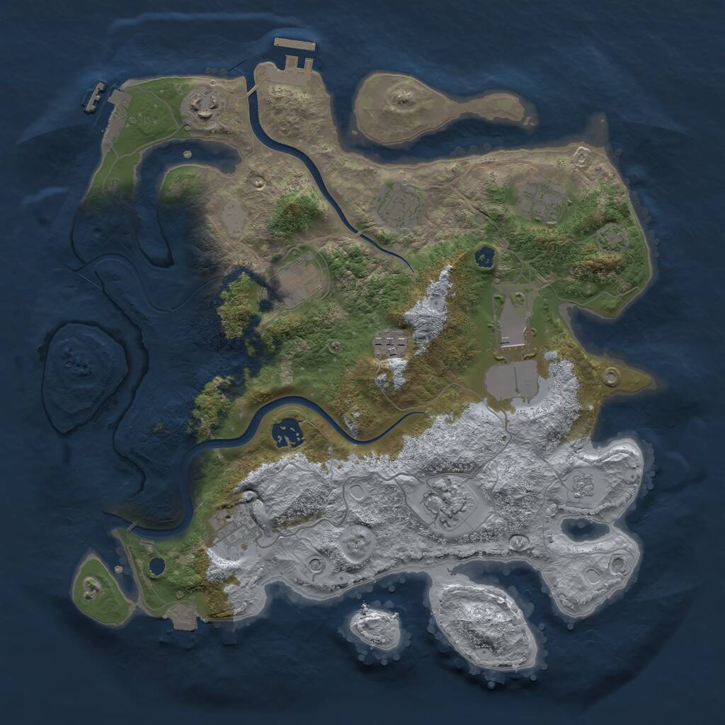 Rust Map: Procedural Map, Size: 3550, Seed: 69185, 15 Monuments