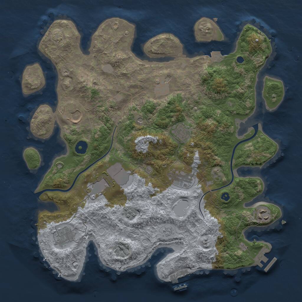 Rust Map: Procedural Map, Size: 3550, Seed: 474184, 14 Monuments