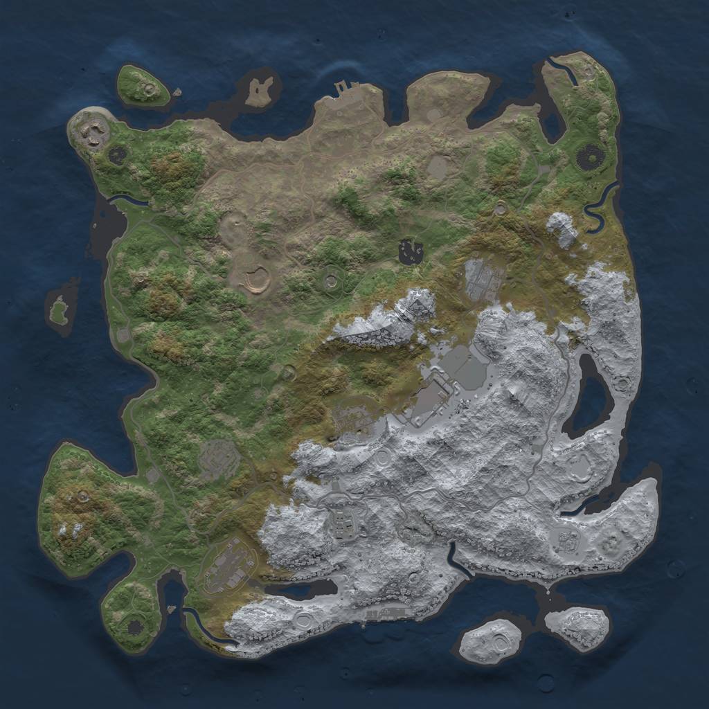Rust Map: Procedural Map, Size: 4000, Seed: 636568, 18 Monuments