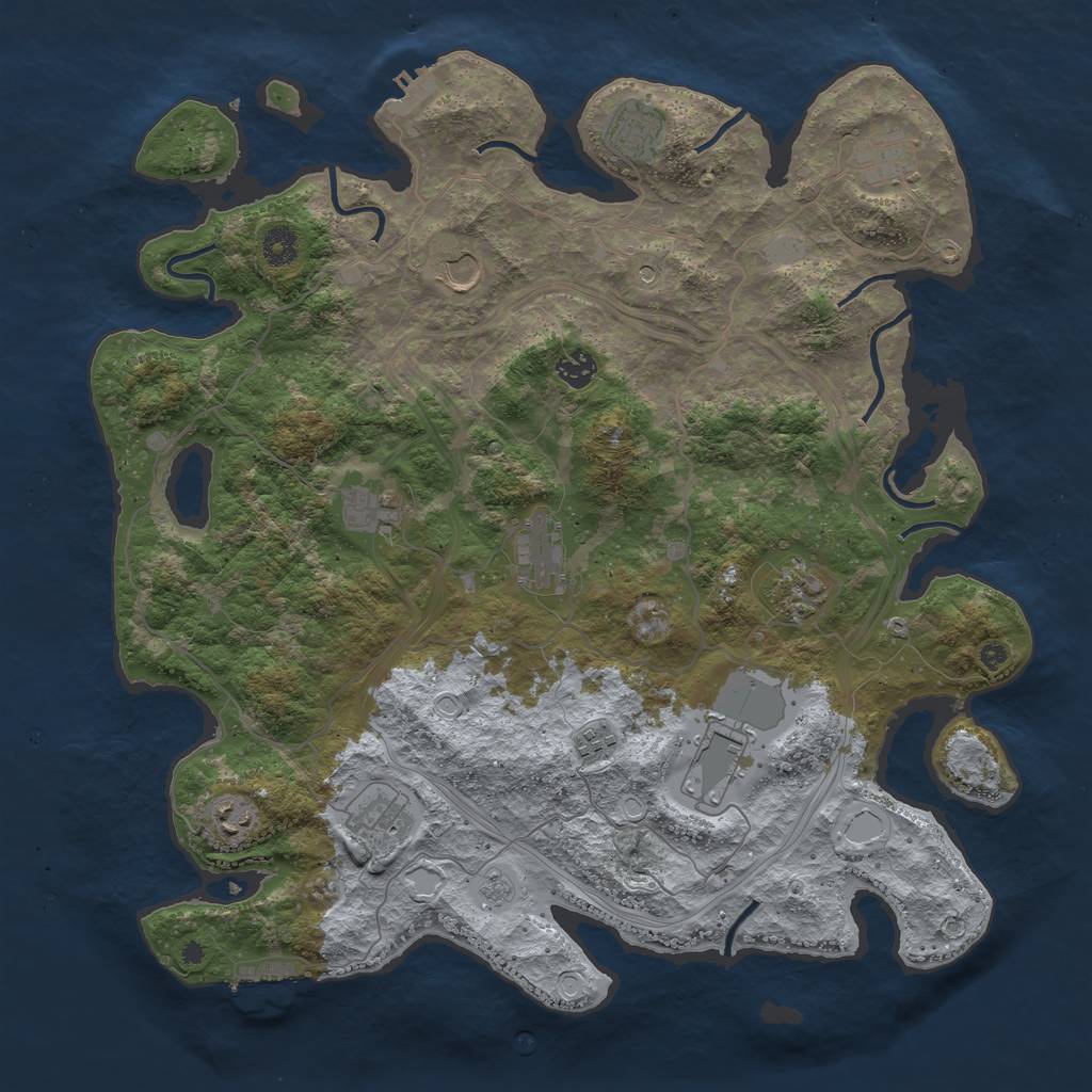Rust Map: Procedural Map, Size: 4250, Seed: 370752321, 18 Monuments