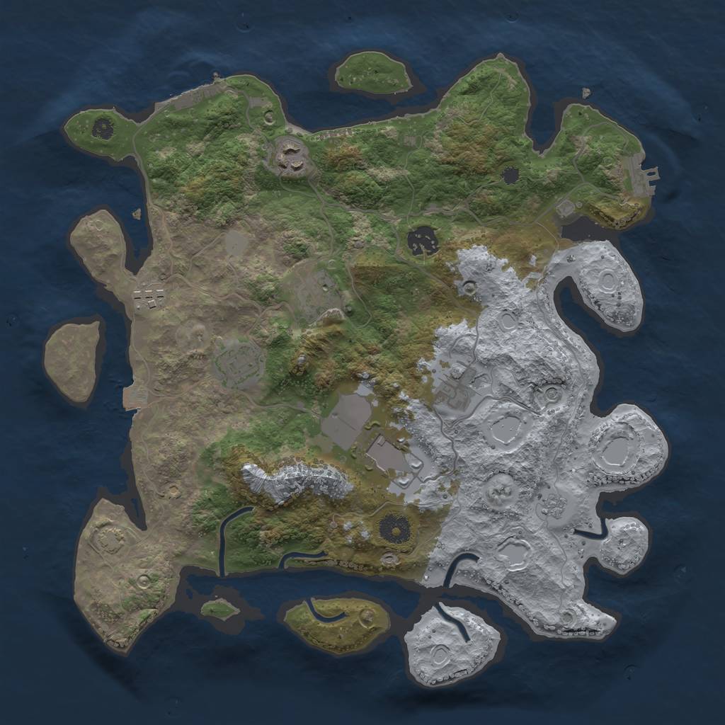 Rust Map: Procedural Map, Size: 3550, Seed: 763218, 15 Monuments