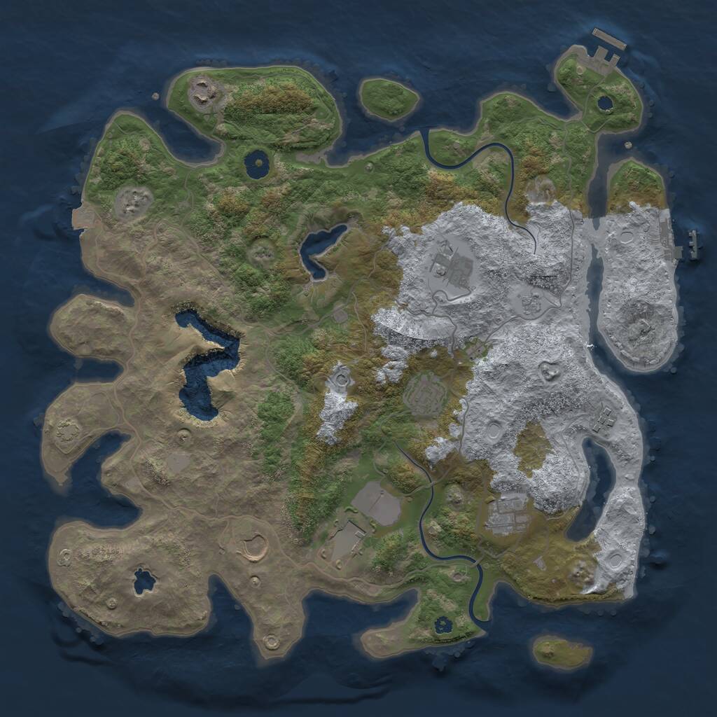 Rust Map: Procedural Map, Size: 4000, Seed: 1393267467, 13 Monuments