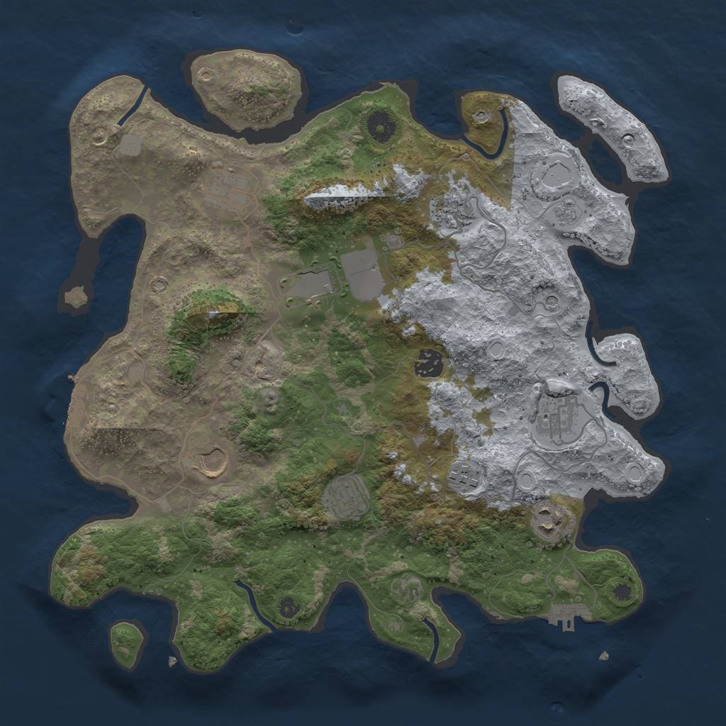 Rust Map: Procedural Map, Size: 3700, Seed: 6732, 18 Monuments