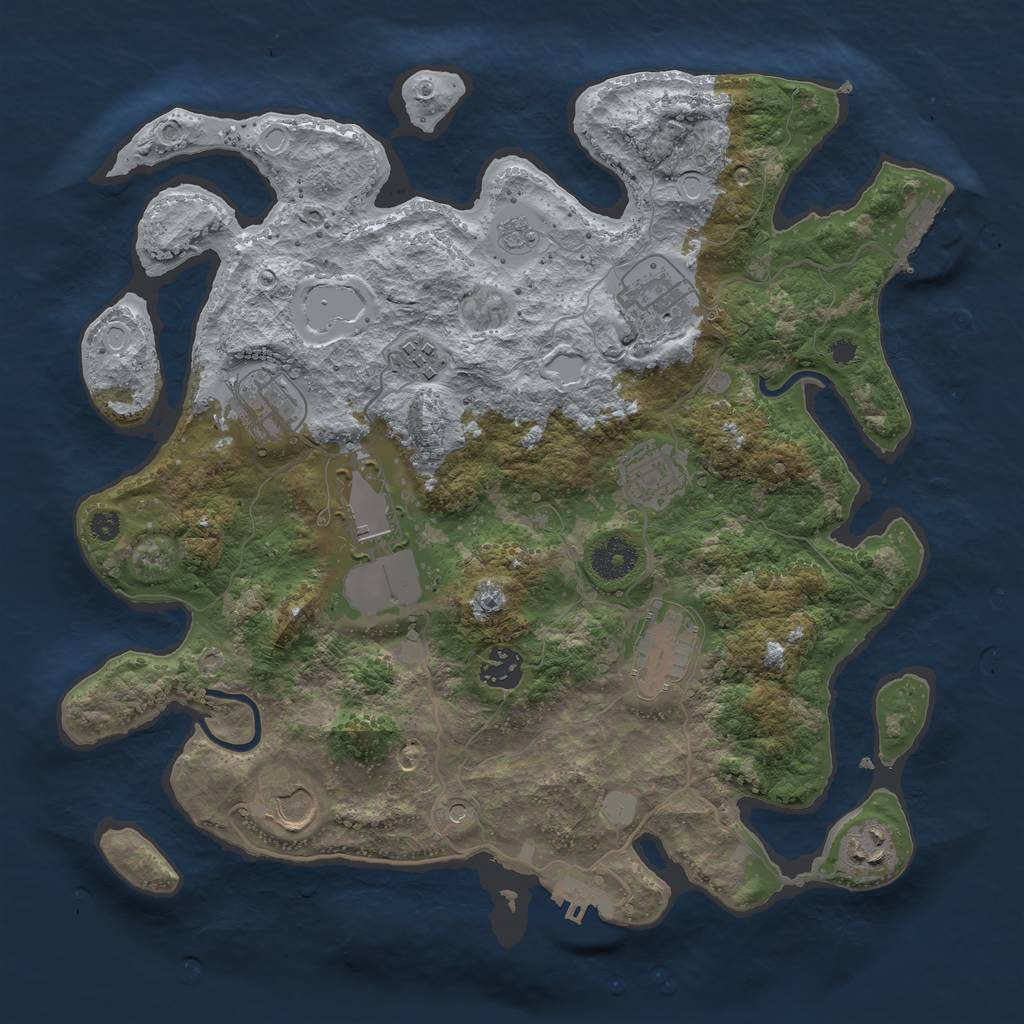 Rust Map: Procedural Map, Size: 3550, Seed: 757395, 16 Monuments