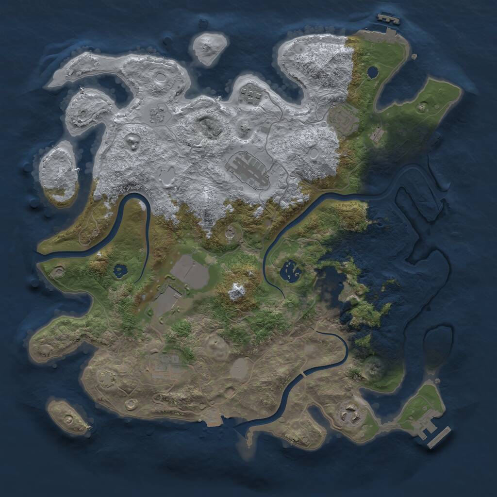 Rust Map: Procedural Map, Size: 3550, Seed: 757395, 14 Monuments