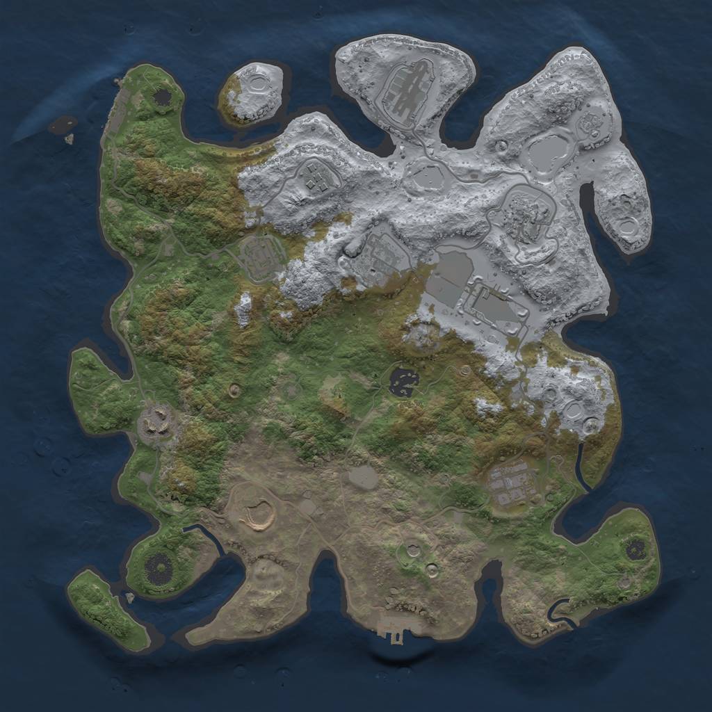 Rust Map: Procedural Map, Size: 3550, Seed: 505631, 19 Monuments