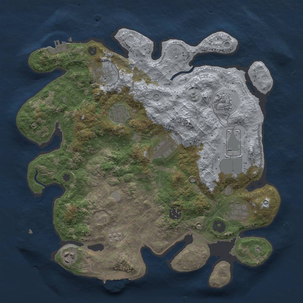 Rust Map: Procedural Map, Size: 3550, Seed: 872602, 16 Monuments