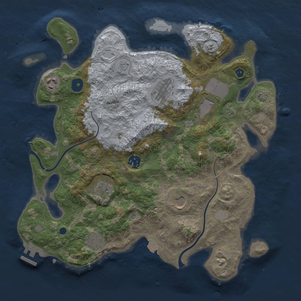Rust Map: Procedural Map, Size: 3550, Seed: 785258, 12 Monuments