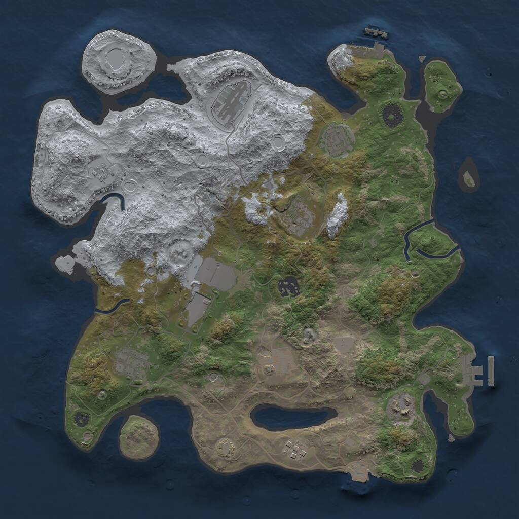 Rust Map: Procedural Map, Size: 3550, Seed: 887614, 15 Monuments