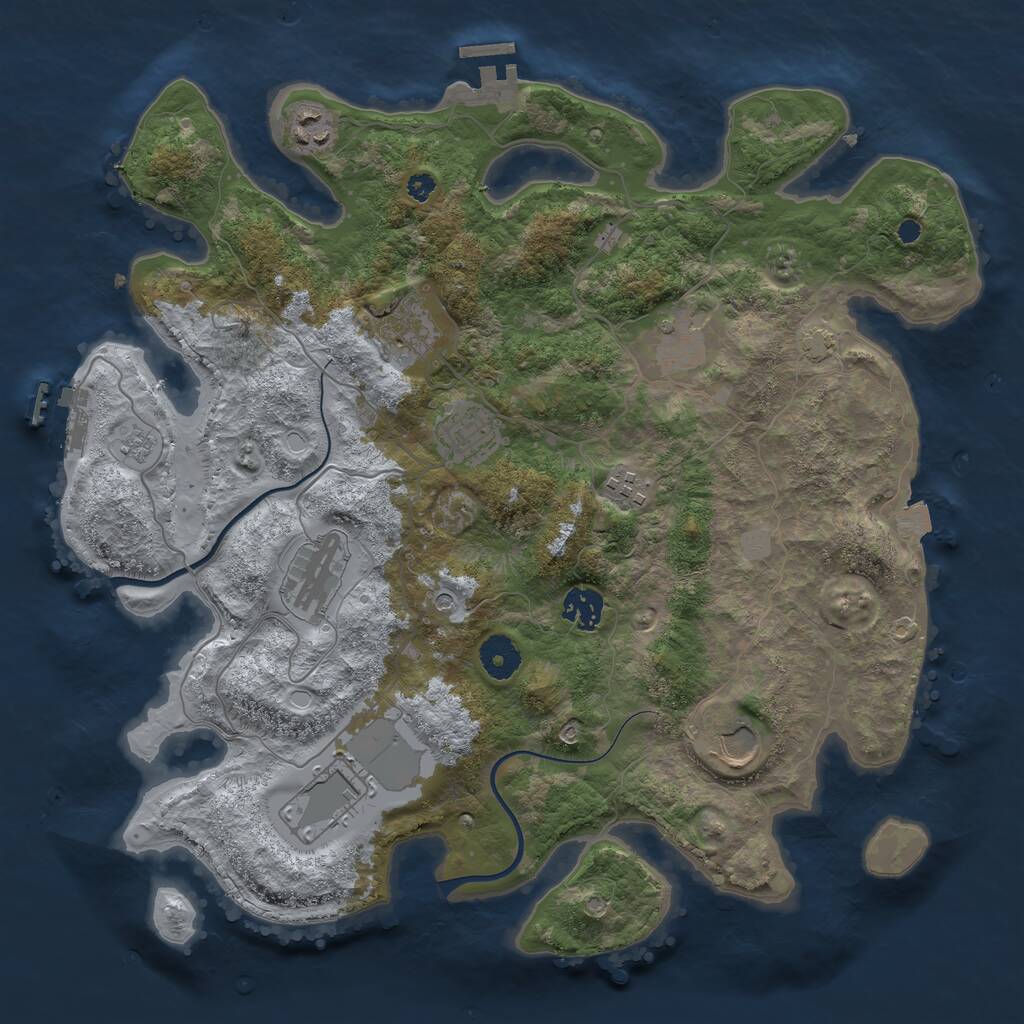 Rust Map: Procedural Map, Size: 3700, Seed: 341285057, 15 Monuments