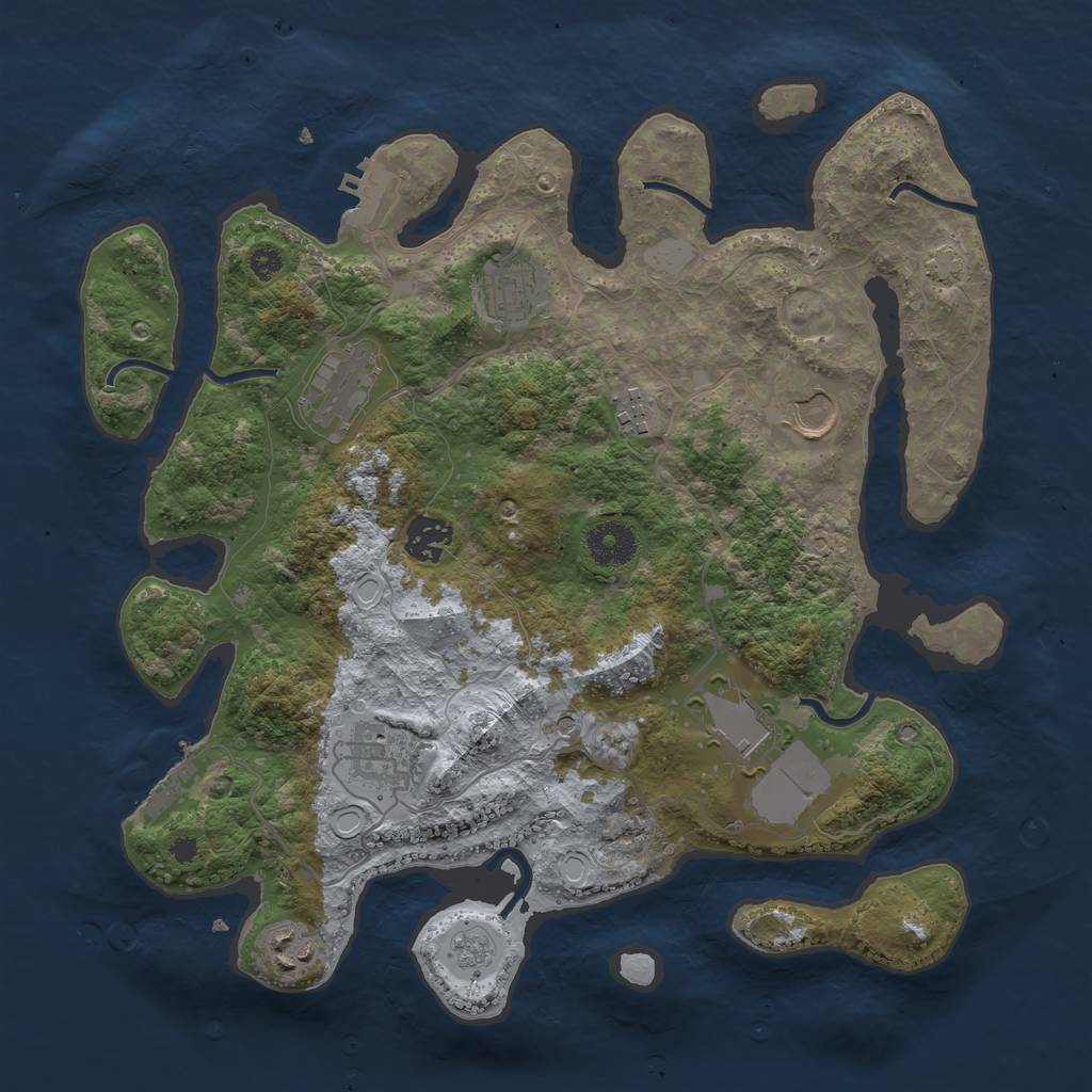 Rust Map: Procedural Map, Size: 3500, Seed: 1873596649, 16 Monuments
