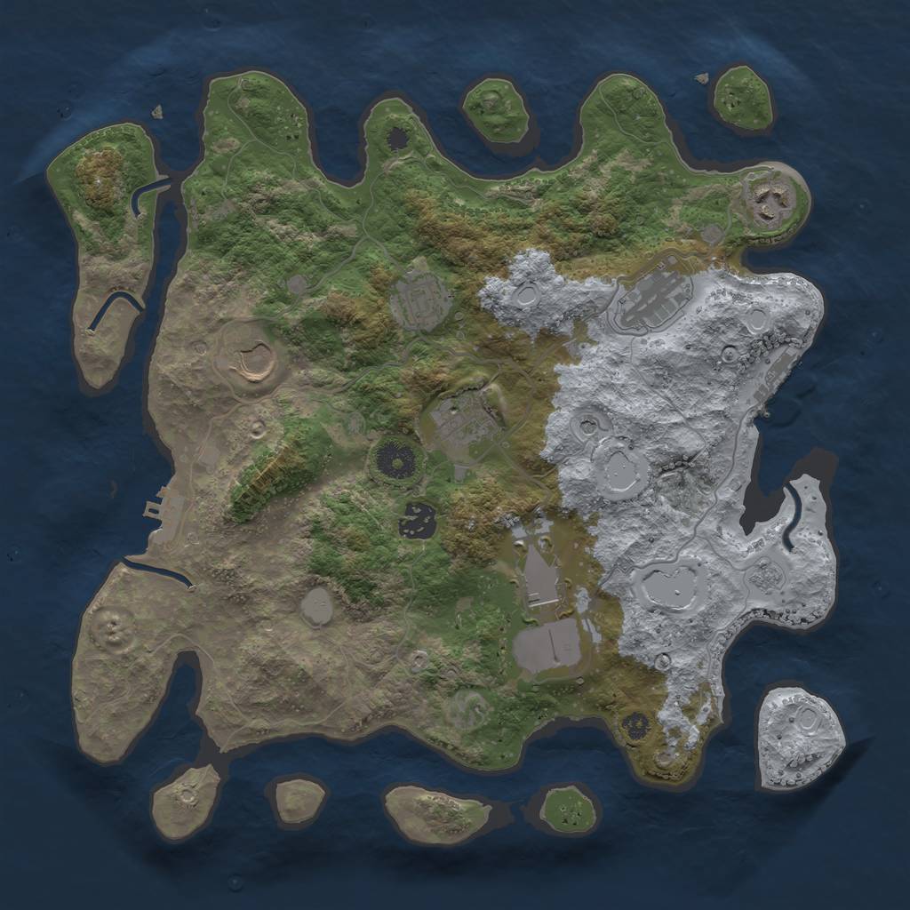 Rust Map: Procedural Map, Size: 3550, Seed: 940632, 16 Monuments