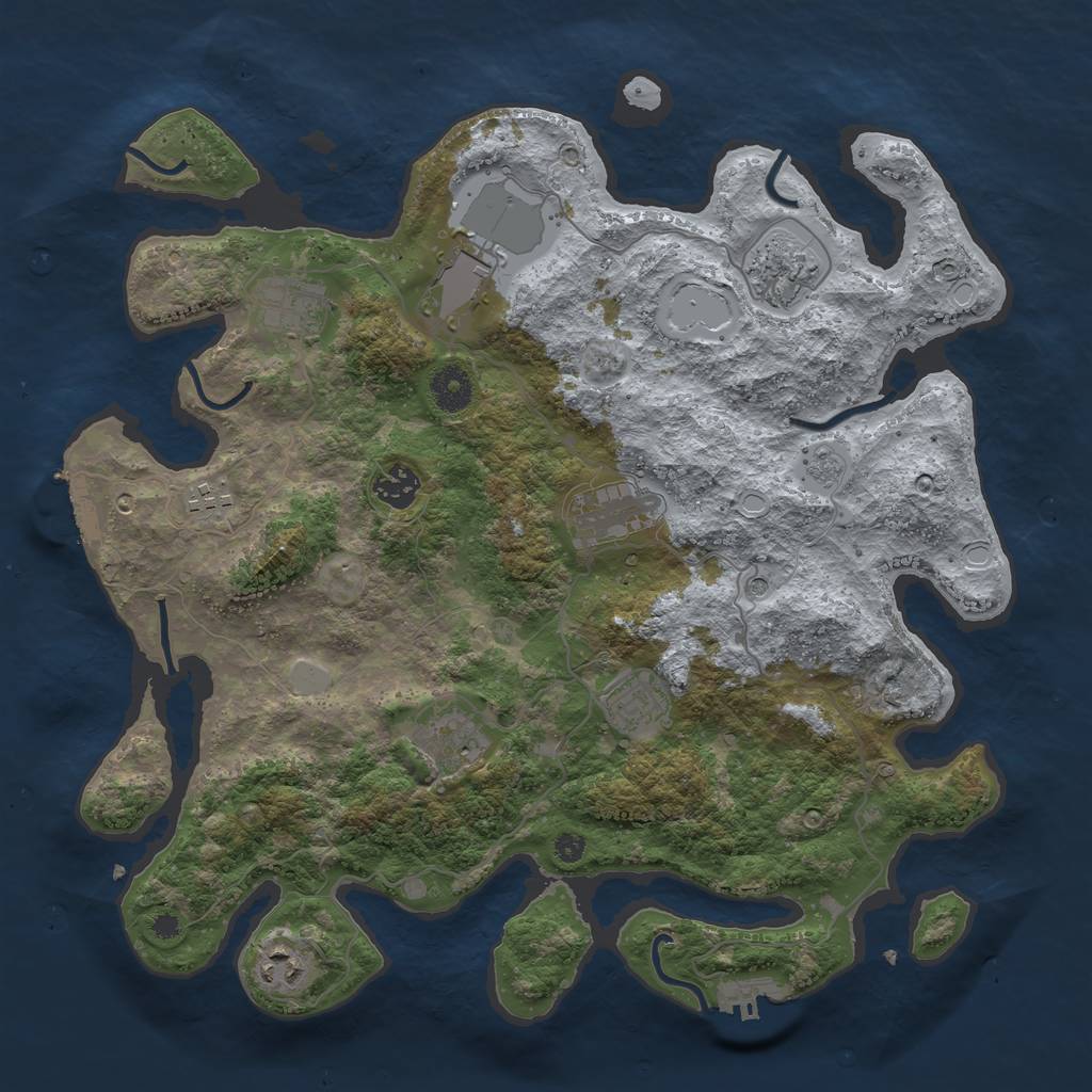 Rust Map: Procedural Map, Size: 3750, Seed: 691260564, 18 Monuments