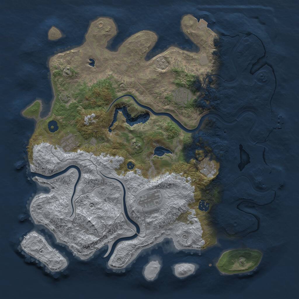 Rust Map: Procedural Map, Size: 4000, Seed: 25667, 12 Monuments