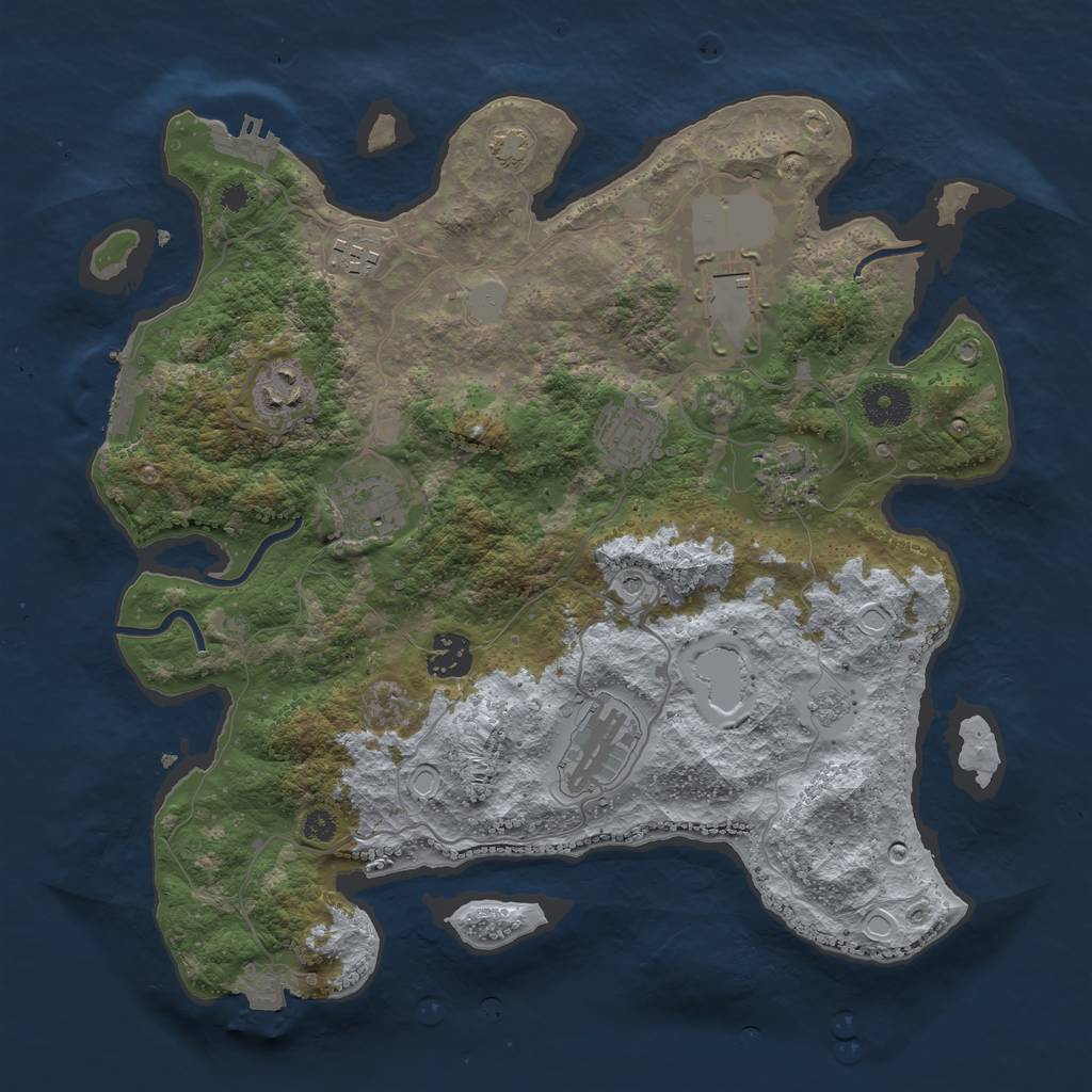 Rust Map: Procedural Map, Size: 3500, Seed: 5676878, 16 Monuments