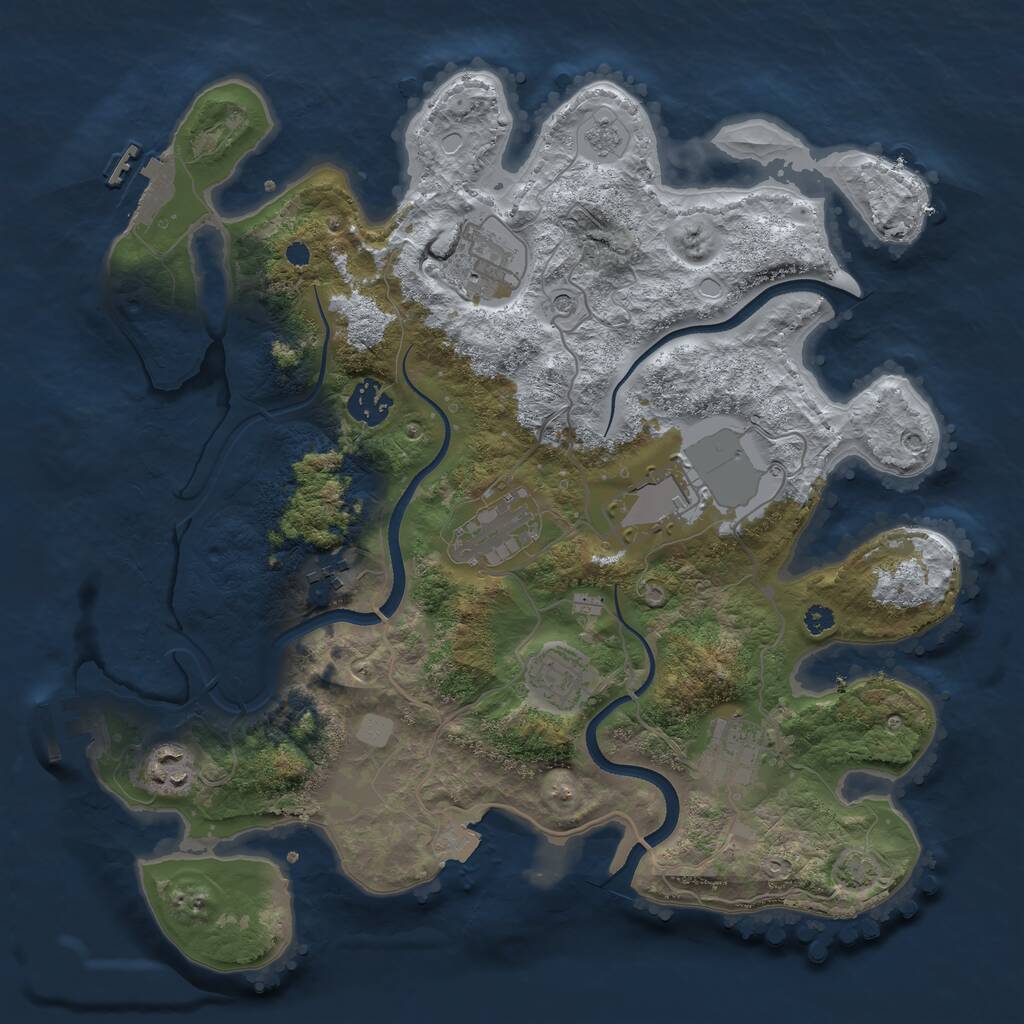 Rust Map: Procedural Map, Size: 3500, Seed: 1125560424, 14 Monuments