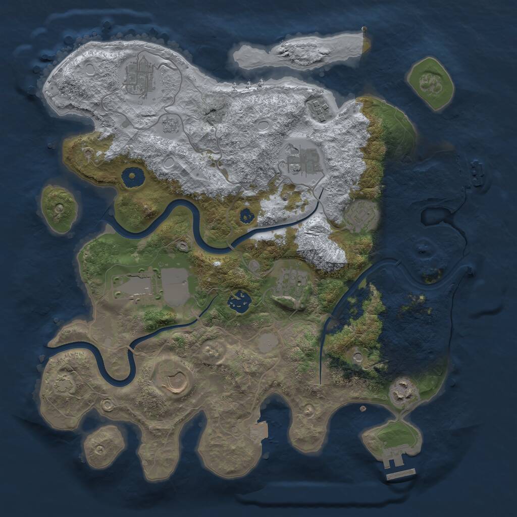 Rust Map: Procedural Map, Size: 3550, Seed: 6516, 15 Monuments